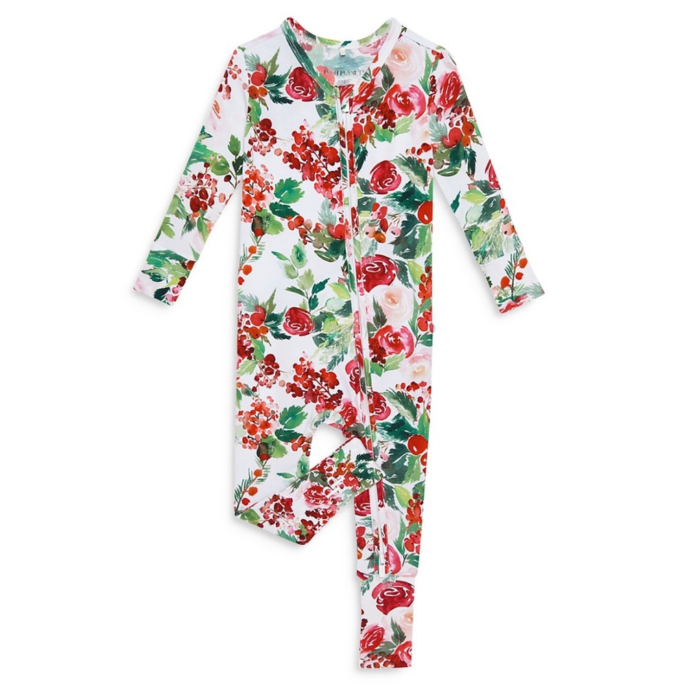 Posh Peanut Red and Green Floral Footie